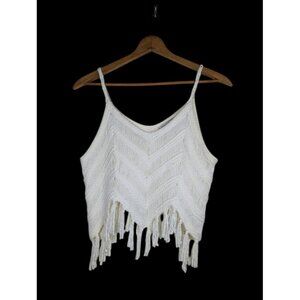 Crochet Sweater Cami Tank Top Large Crop Cottagecore Boho Indie Festival Hippie‎